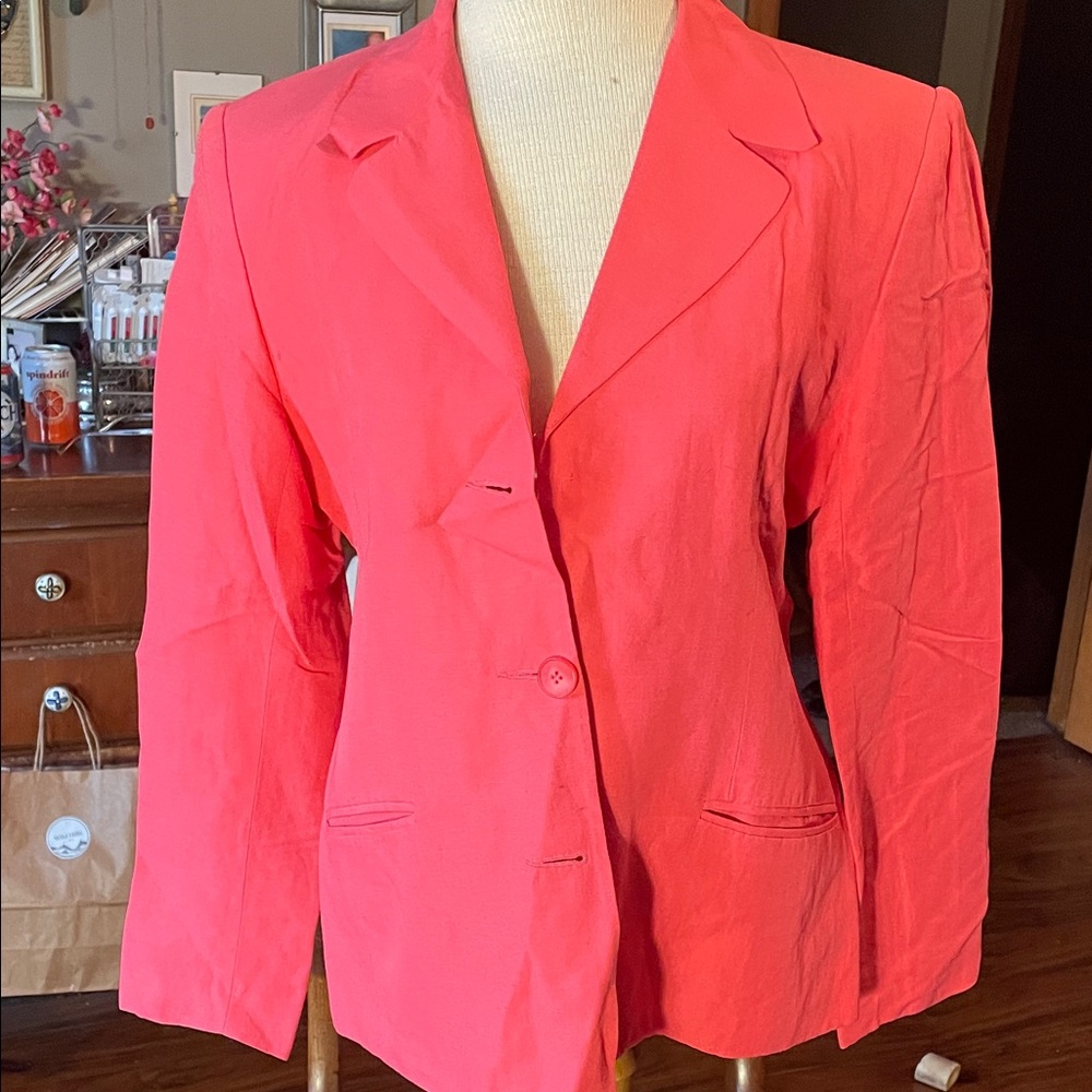 Casual Corner Coral Linen Blazer